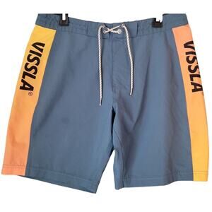 Vissla El Sporto Board Shorts 32 Blue Orange Surf Swim